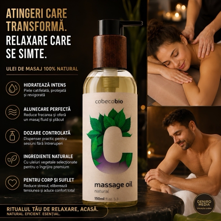 Ulei Natural De Masaj Cobeco Bio 150 ml, Hidratare Delicată