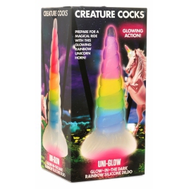 UniGlow Horn — Dildo silicon Fosforescent 20 cm Multicolor