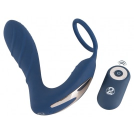 Vibrating Prostate Plug with Ring Albastru DDS