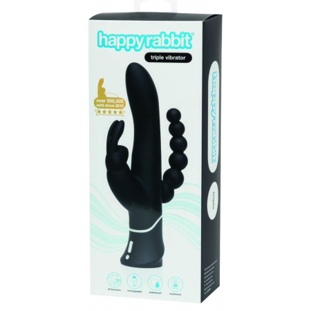 Vibrator Triplu Happy Rabbit Negru