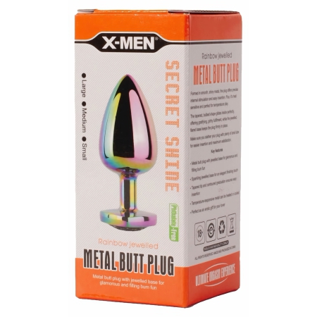 X-MEN Secret Shine Metal Anal Plug Rainbowheart S Multicolor